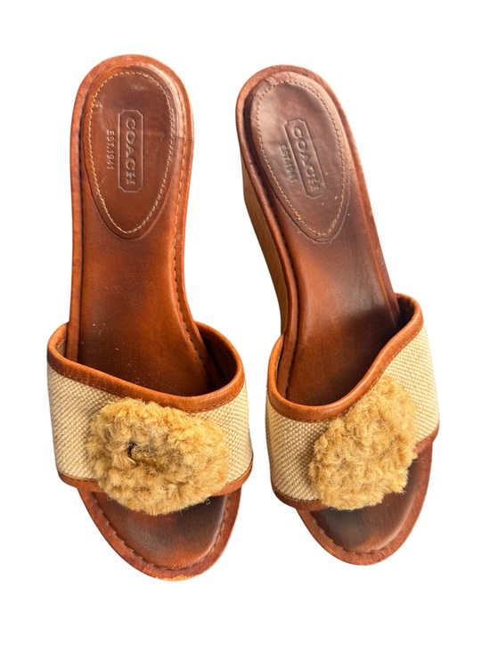 Coach Shoes - Vintage COACH Tan Pom Slide Sandals